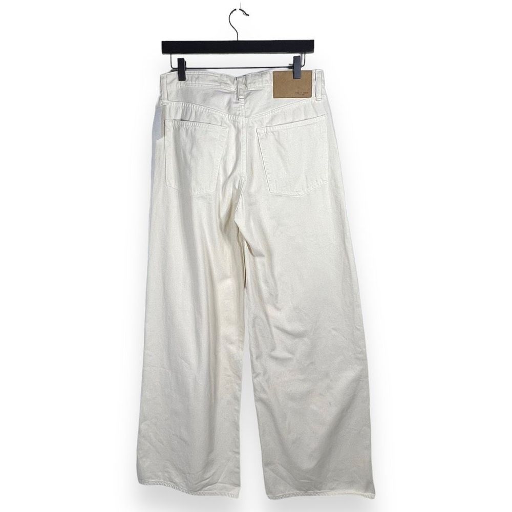 Rag & Bone Sofie Two-tone Frayed High-rise Wide-leg Jeans Ecru White Size 29 - Picture 7 of 13